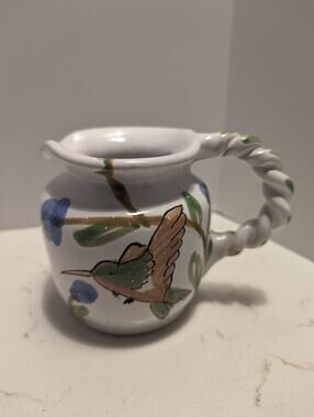 Mesa International Hungarian Pottery Hummingbird Pitcher Creamer Hungary Signed